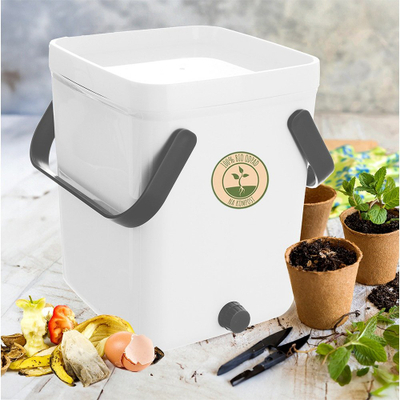 Kosh kompostimi kuzhine Amer Box, 10L, me kapak, i bardhë
