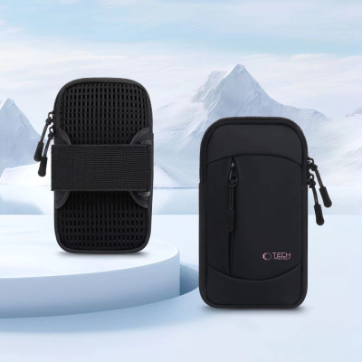 Çantë sportive krahu Tech-Protect M6, universale deri 6.9", xhepa me zinxhir, e zezë