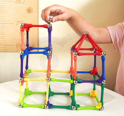 Set ndërtesash magnetike WOOPIE Magnetic Construction Blocks Puzzle, 110 pjesë, për kalamaj 3+
