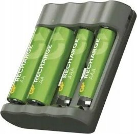 Karikues baterish GP Batteries GP Recharge B441 me USB, set me 2 bateri AA 2100mAh edhe 2 bateri AAA 800mAh
