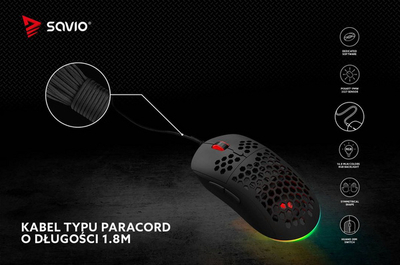 Maus Gaming Savio Hex-R, 12.000 DPI, i zi