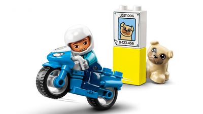 Lodra konstruktore LEGO Duplo Police Motorcycle 10967, set policie me motor, për fëmijë 2+, blu