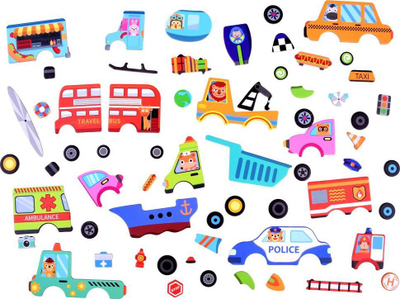 Lojë puzzle me magnet me makina Vehicles ZA3767, 66 copë, shumëngjyrëshe