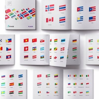 Set lodër magnetike Pixio Flags Story Series, 111 blloqe, 8 ngjyra, shumëngjyrësh