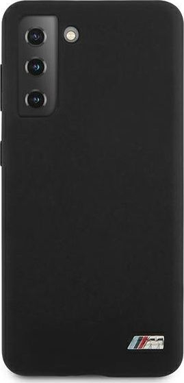 Futrollë telefoni BMW për Samsung Galaxy S21, silikoni, logo metalike M, e zezë