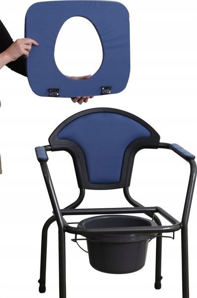 Karrige tualeti OPEN, me lartësi që rregullohet, mban deri 130 kg, blu navy
