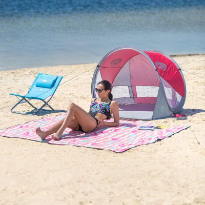 Çadër plazhi NILS CAMP NC3142, vetë-hapëse, me mbrojtje UV, e kuqe me gri