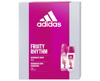 Set për trup Adidas Fruity Rhythm, deodorant 75 ml + sprej për trup 150 ml