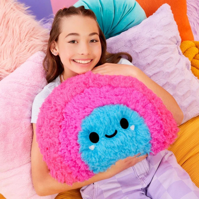 Lodër pelushi Fluffie Stuffiez Pillow Fight Rainbow, super e butë, me ndërveprim, shumëngjyrëshe