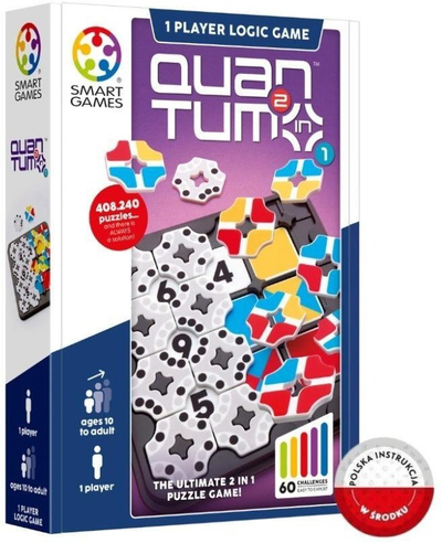 Lojë logjike Smart Games Quantum 2-in-1, kompakte, 1 lojtar, shumëngjyrëshe