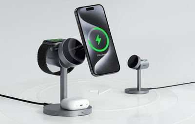 Karikues wireless Aukey LC-MC311 3 në 1, 15W Qi 2.0, PD 30W, i zi