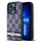 Etui telefoni DKNY për iPhone 15 Pro Max, PU lëkurë, dizajn me kuadrate, blu