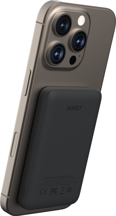 Надворешна батерија Aukey PB-MS03, 5000mAh, 20W MagSafe, сива