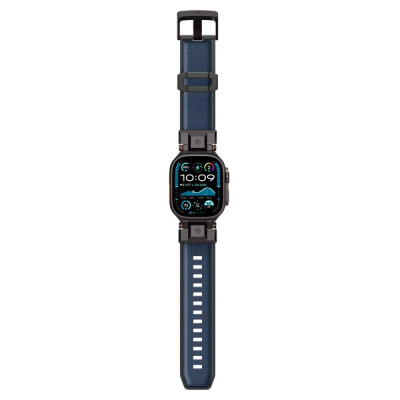 Паметен ремен Spigen DuraPro Armor за Apple Watch, метал и гума, за Ultra 49mm и Series 45mm, црн со сина боја