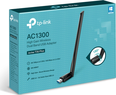 Kartë rrjeti USB TP-Link Archer T3U Plus, AC1300, Dual-Band, e zezë
