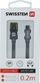 Kabllo për të dhëna Swissten USB A në micro USB, 0.2 m, 3A, tekstil, e kuqe