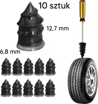 Set vida për riparu gomash universal, madhësia L, 10 copë, 6.8 x 12.7 mm, ngjyrë e zezë