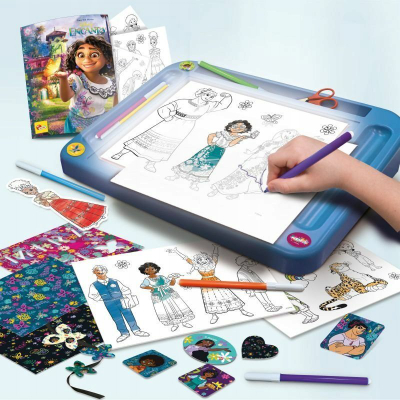 Set vizatimi Lisciani Encanto Drawing School, tabelë me drita LED, me aksesorë, shumëngjyrëshe