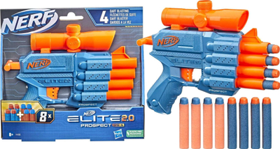 Lodër blaster Nerf Elite 2.0 Prospect QS-4, 4 tyta, 8 shigjeta, shumëngjyrëshe