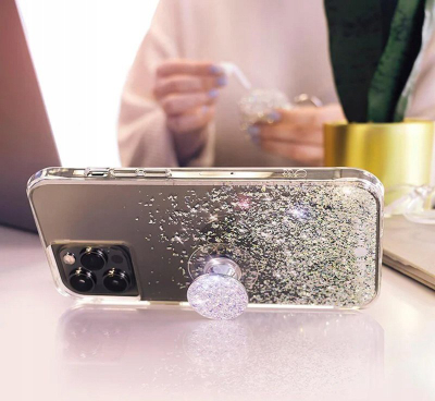 Kapëse telefoni Case Mate Mini Phone Grip Twinkle Stardust, me kupë thithëse, me shkëlqim, shumëngjyrëshe
