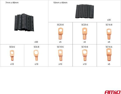 Set konektorë dhe tuba termo tkurrës AMIO 04121, 140 copë, multikolor