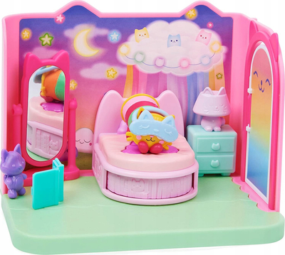 Сет игри Polly Pocket Gabby Cat House Magic Rooms, спална соба, со фигура маче, повеќебојно