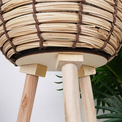 Vazo dekorative me këmbë Vilde Flower Pot Stand, 28.5cm, shportë druri, bezhë natyrale