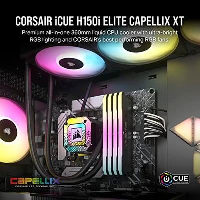 Ftohës uji për CPU Corsair iCUE H150i Elite Capellix XT, 360mm, RGB, i zi, i rinovuar