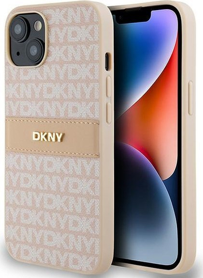 Kapak telefoni DKNY DKHCP14SPRTHSLP, për iPhone 14 15 13 6.1", hardcase lëkurë, rozë