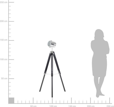 Llambë dyshemeje tripod Spotlight, 143 cm, metal, e zezë