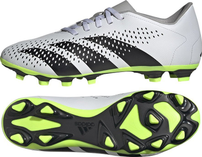 Këpucë futbolli Adidas Predator Accuracy.4 FG, unisex, fushë e thatë, të bardha me të zeza