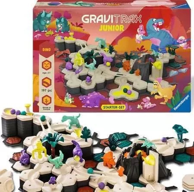Set loje krijuese Ravensburger GraviTrax Junior Starter Set XXL Dino, për kalamaj 3+, me ngjyra nga të gjitha