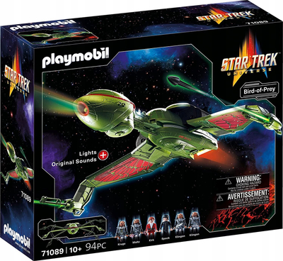 Set lojërash Playmobil 71089 Klingon Bird of Prey, me drita dhe tinguj, 94 pjesë, i gjelbër
