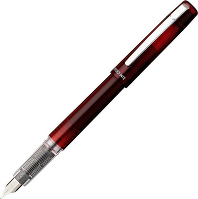 Stilograf Platinum Prefounte Fine, majë çeliku, trup transparent, i kuq