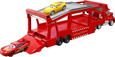 Lodër kamion Disney Pixar Cars Mack Hauler, 33 cm, transportues për 12 makina, i kuq