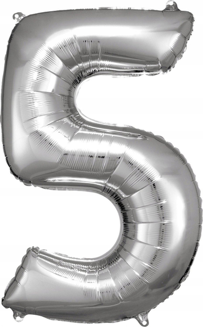 Balonë folie Amscan Super Shape, numri 5, 58 x 86 cm, argjendi