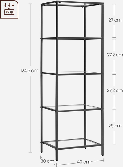 Raft metalik Rafteja LGT029B61, 4 kate, 124.5 x 40 x 30 cm, i zi