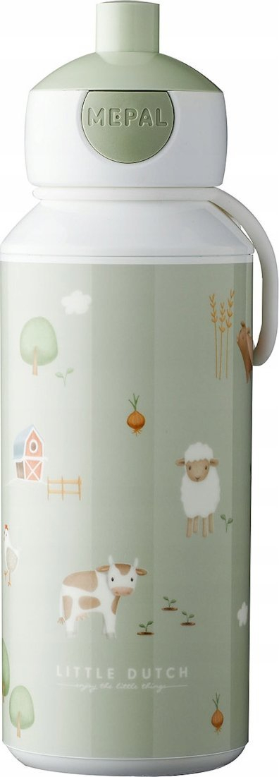 Шише за вода за деца Little Dutch Drinking Bottle Pop up, 400ml, мотив Little Farm, повеќебојно