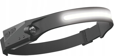 Dritë koke UN LED COB XPE, me sensor, e rikarikueshme, e zezë
