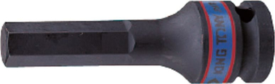 Kokë goditëse hex KING TONY 19x80mm, montim 1/2", çelik, e zezë