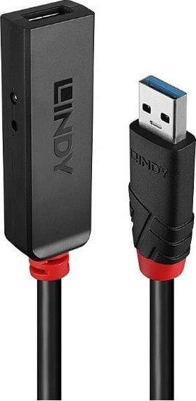 Kabllo USB 3.0 Lindy Active Extension Slim, 5m, 5Gbps, e zezë