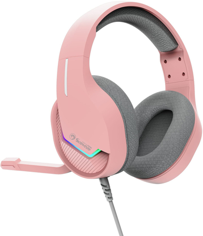 Kufje gaming Marvo TACTIC 40, me mikrofon, USB, me ndriçim, rozë