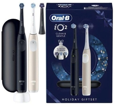 Set furça dhëmbësh elektrike Oral-B iO2 Duo, 3 mënyra larjeje, me kuti udhëtimi, e zezë dhe rozë