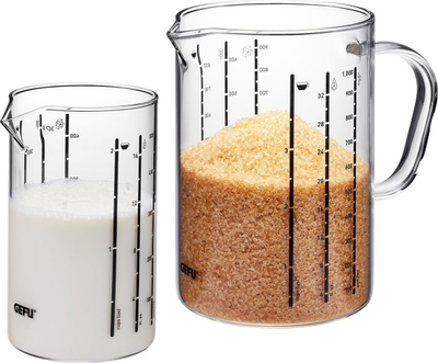 Set gota matëse GEFU METI, qelq, 1000 ml dhe 500 ml, transparente