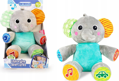 Lodër pelushi interaktive Artyk elefant, 25 cm, gri