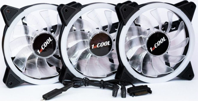 Ventilator PC 1stCOOL AURA EVO F12 ARGB, set 3x120mm, ARGB Rainbow, i bardhë