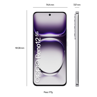 Телефон Oppo Reno 12, 12GB RAM, 256GB, 5G, сребрен