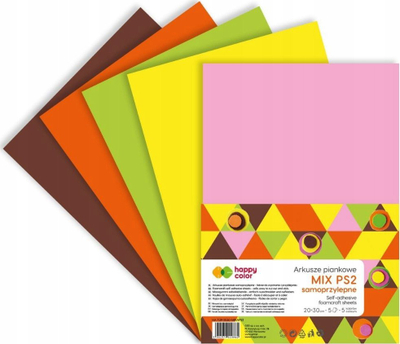 Letër shkumëze Happy Color A4, set me 5 fletë, me ngjyra të ndryshme