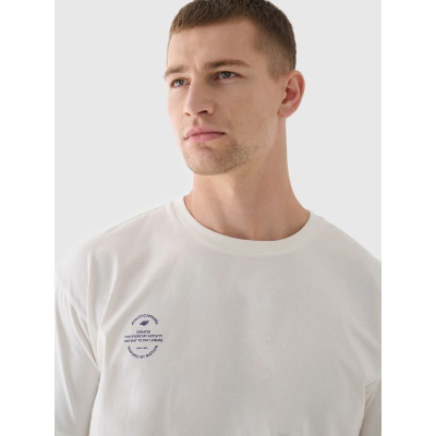 Унисекс блуза 4F 4FRAW24TTSHU2672, oversize, 100% памук, бела