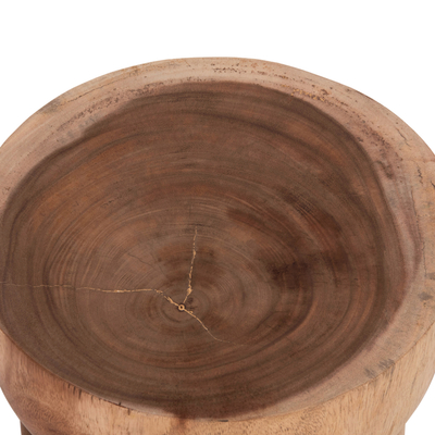 Tabure dhome ndenjeje HomeMarkt Bello HM9900.11, dru masiv Suar, Ø35x46 cm, ngjyrë natyrale